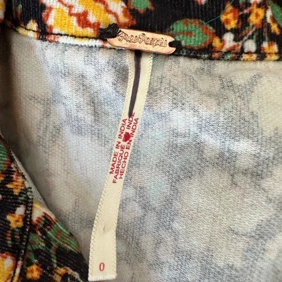 Free People Size 0 Corduroy Floral Dress Long Sleeve - Picture 4 of 5